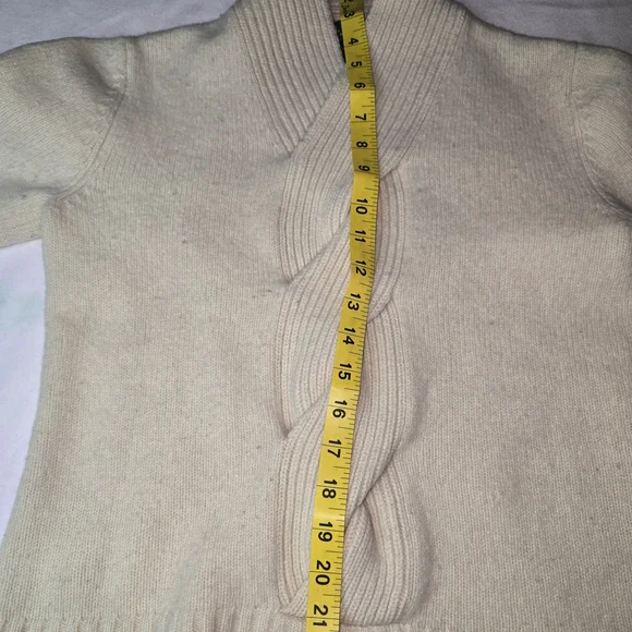 Lauren Ralph Lauren Cream Cable-Front Shawl-Collar Turtleneck Sweater - Picture 5 of 8